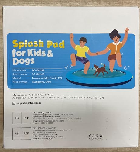 Peteast Dog Splash Pad Anti-Slip Dog Pools for Large Dogs Thick Dog Sprinkler Water Toy