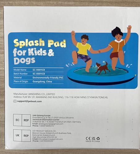 Peteast Dog Splash Pad Anti-Slip Dog Pools for Large Dogs Thick Dog Sprinkler Water Toy