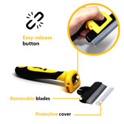 Best Professional Deshedding Tool and Pet Grooming Brush – D-Shedz by Thunderpaws for Small, Medium and Large Breeds of Dogs and Cats with Short or Long Hair Yellow