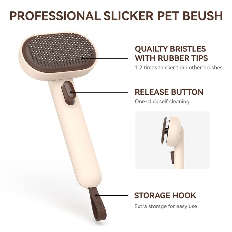 aumuca Cat Brush with Release Button, Cat Grooming Brush for Long or Short Haired Cats, Cat Hair Brush for Shedding Cat Comb for Pets Removing