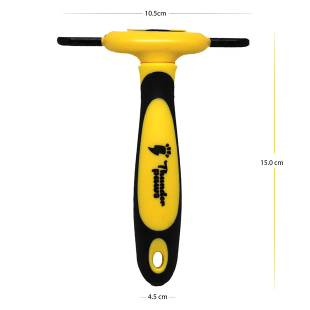 Best Professional Deshedding Tool and Pet Grooming Brush – D-Shedz by Thunderpaws for Small, Medium and Large Breeds of Dogs and Cats with Short or Long Hair Yellow
