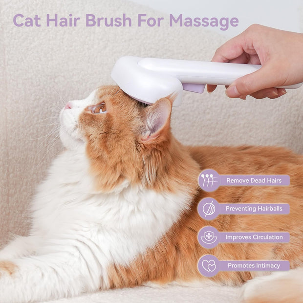 aumuca Cat Brush with Release Button, Cat Grooming Brush for Long or Short Haired Cats, Cat Hair Brush for Shedding Cat Comb for Pets Removing