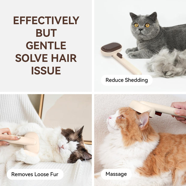 aumuca Cat Brush with Release Button, Cat Grooming Brush for Long or Short Haired Cats, Cat Hair Brush for Shedding Cat Comb for Pets Removing