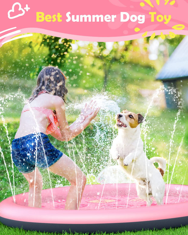 Peteast Dog Splash Pad Anti-Slip Dog Pools for Large Dogs Thick Dog Sprinkler Water Toy
