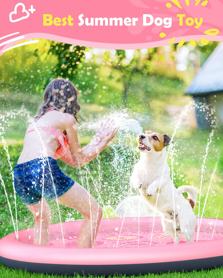 Peteast Dog Splash Pad Anti-Slip Dog Pools for Large Dogs Thick Dog Sprinkler Water Toy