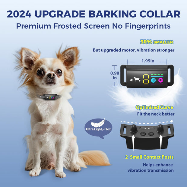 Anti Bark Collar for Dogs, No Shock Bark Collar, Beep & Vibration, 5 Adjustable Sensitivity, Rechargeable Dog Barking Collar, IP67 Waterproof