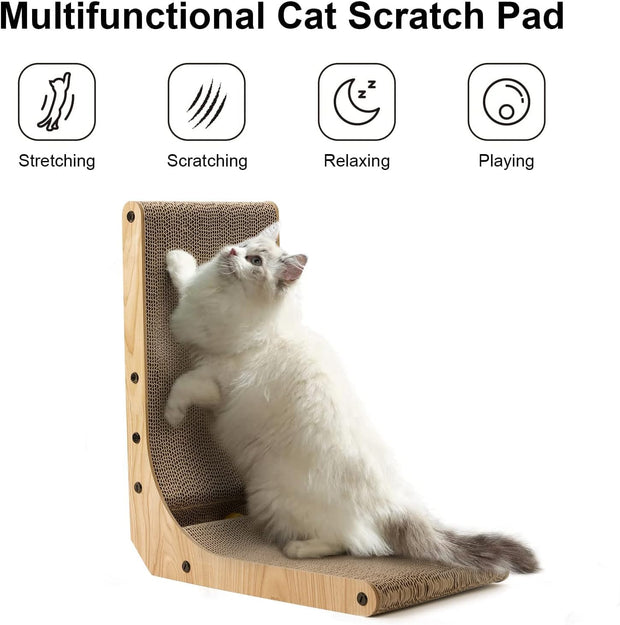 FUKUMARU L Shaped Cat Scratching Board, 48 cm High with Ball Toy, Cardboard Wall & Corner Furniture
