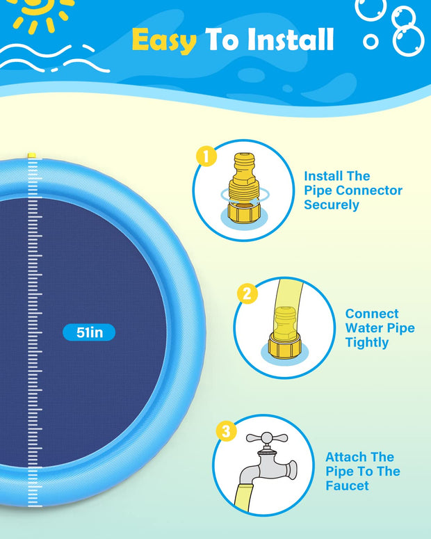 Peteast Dog Splash Pad Anti-Slip Dog Pools for Large Dogs Thick Dog Sprinkler Water Toy