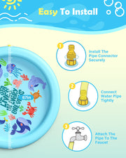 Peteast Dog Splash Pad Anti-Slip Dog Pools for Large Dogs Thick Dog Sprinkler Water Toy
