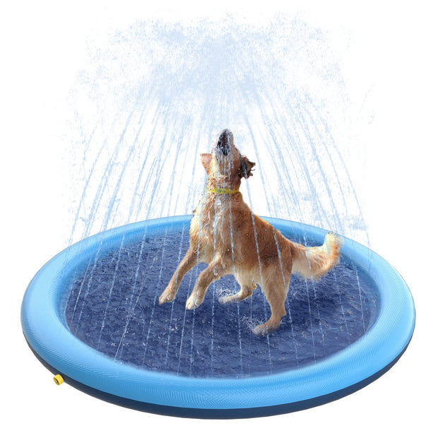 Peteast Dog Splash Pad Anti-Slip Dog Pools for Large Dogs Thick Dog Sprinkler Water Toy