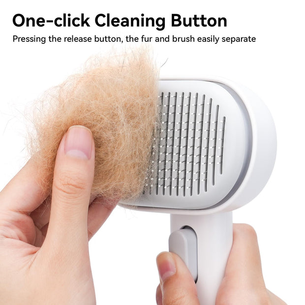 aumuca Cat Brush with Release Button, Cat Grooming Brush for Long or Short Haired Cats, Cat Hair Brush for Shedding Cat Comb for Pets Removing