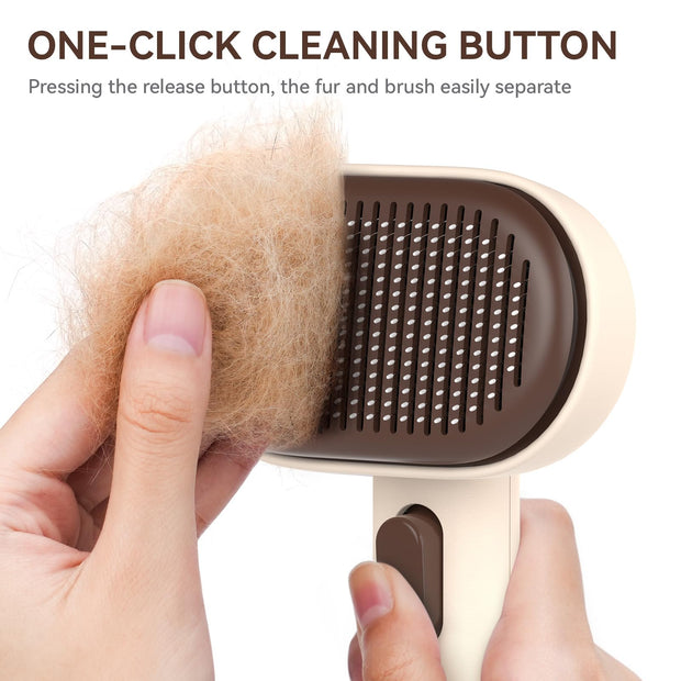 aumuca Cat Brush with Release Button, Cat Grooming Brush for Long or Short Haired Cats, Cat Hair Brush for Shedding Cat Comb for Pets Removing