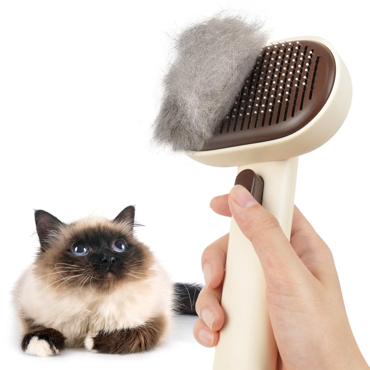 aumuca Cat Brush with Release Button, Cat Grooming Brush for Long or Short Haired Cats, Cat Hair Brush for Shedding Cat Comb for Pets Removing