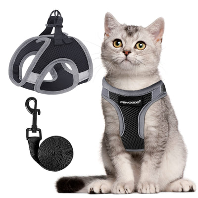 FAYOGOO Cat Harness and Lead Set, Cat Harness for Walking Escape Proof, Adjustable Cat Lead and Harness Set Lifetime Replacement