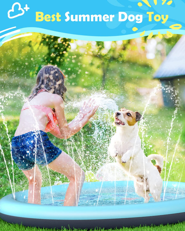 Peteast Dog Splash Pad Anti-Slip Dog Pools for Large Dogs Thick Dog Sprinkler Water Toy