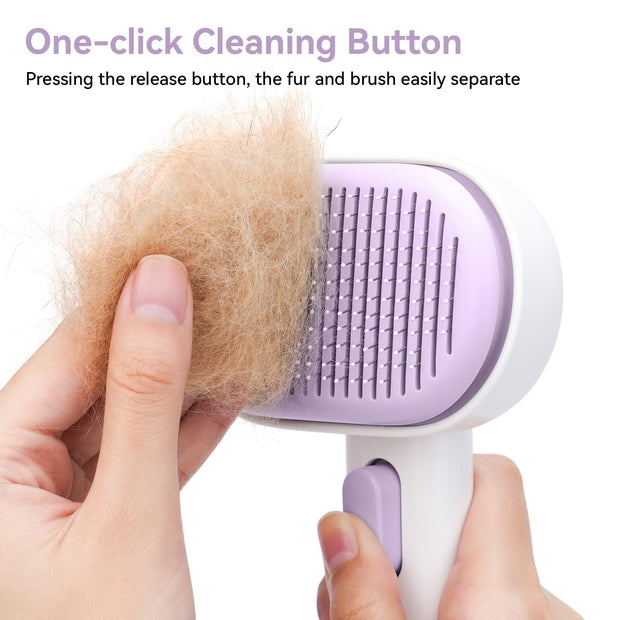 aumuca Cat Brush with Release Button, Cat Grooming Brush for Long or Short Haired Cats, Cat Hair Brush for Shedding Cat Comb for Pets Removing