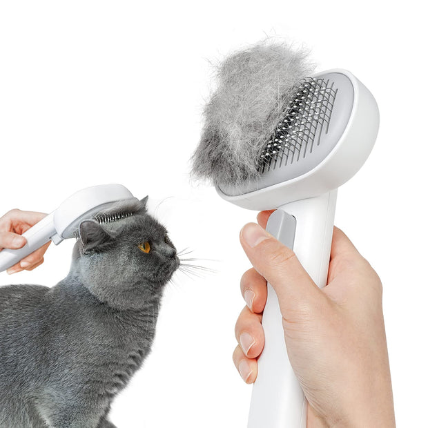 aumuca Cat Brush with Release Button, Cat Grooming Brush for Long or Short Haired Cats, Cat Hair Brush for Shedding Cat Comb for Pets Removing