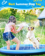 Peteast Dog Splash Pad Anti-Slip Dog Pools for Large Dogs Thick Dog Sprinkler Water Toy