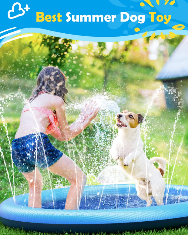 Peteast Dog Splash Pad Anti-Slip Dog Pools for Large Dogs Thick Dog Sprinkler Water Toy