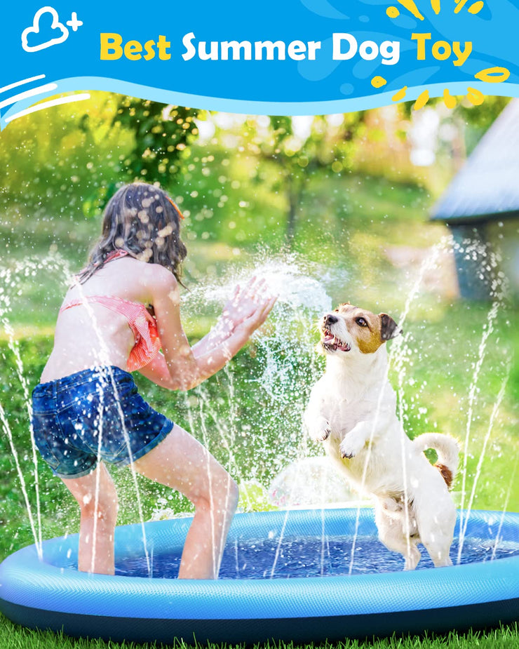 Peteast Dog Splash Pad Anti-Slip Dog Pools for Large Dogs Thick Dog Sprinkler Water Toy
