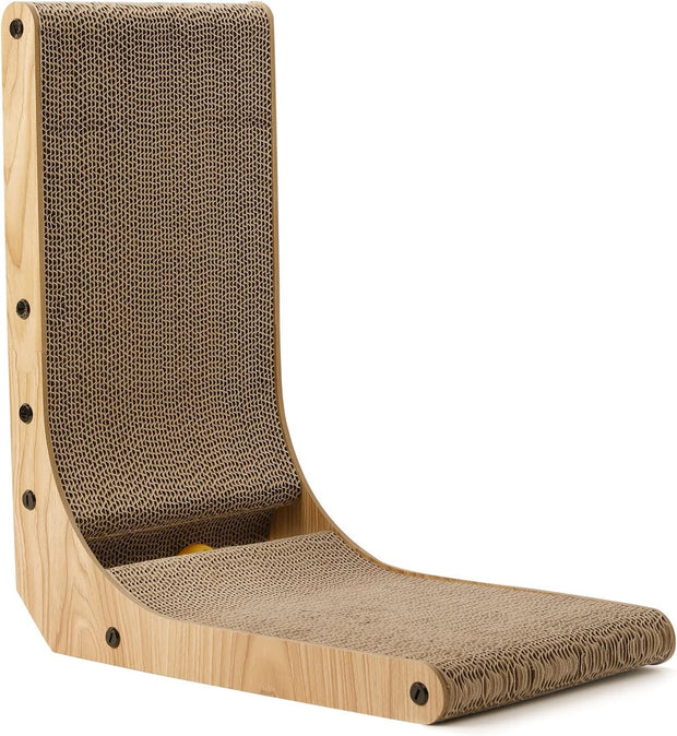 FUKUMARU L Shaped Cat Scratching Board, 48 cm High with Ball Toy, Cardboard Wall & Corner Furniture