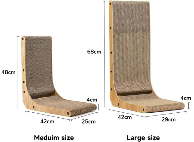 FUKUMARU L Shaped Cat Scratching Board, 48 cm High with Ball Toy, Cardboard Wall & Corner Furniture