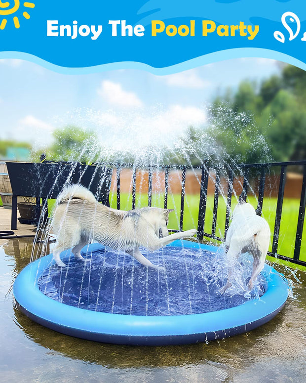 Peteast Dog Splash Pad Anti-Slip Dog Pools for Large Dogs Thick Dog Sprinkler Water Toy