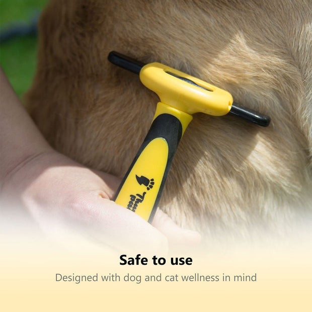 Best Professional Deshedding Tool and Pet Grooming Brush – D-Shedz by Thunderpaws for Small, Medium and Large Breeds of Dogs and Cats with Short or Long Hair Yellow