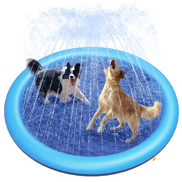 Peteast Dog Splash Pad Anti-Slip Dog Pools for Large Dogs Thick Dog Sprinkler Water Toy