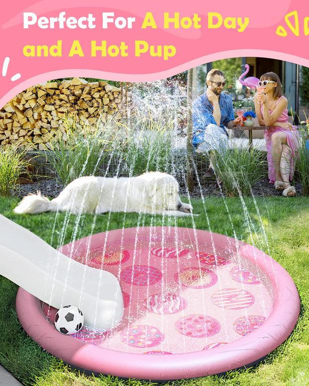Peteast Dog Splash Pad Anti-Slip Dog Pools for Large Dogs Thick Dog Sprinkler Water Toy