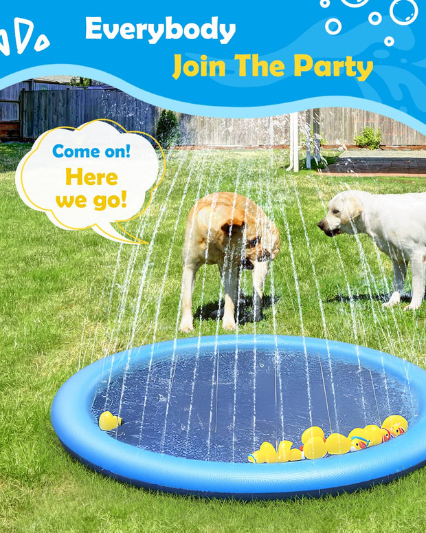Peteast Dog Splash Pad Anti-Slip Dog Pools for Large Dogs Thick Dog Sprinkler Water Toy