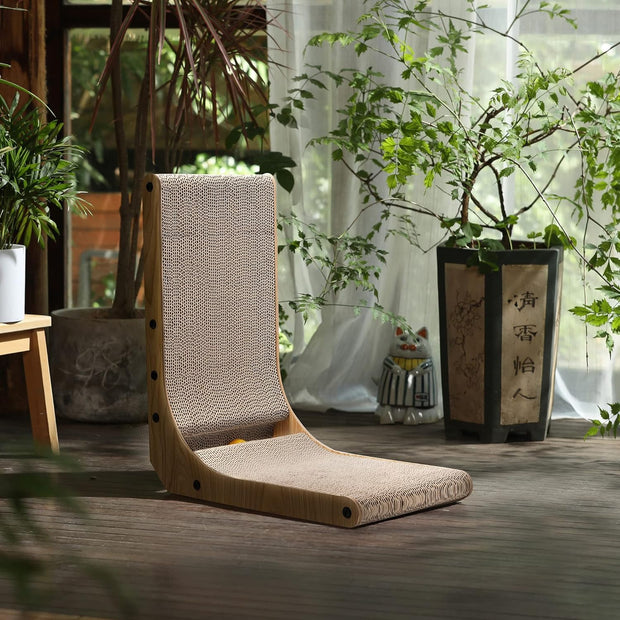 FUKUMARU L Shaped Cat Scratching Board, 48 cm High with Ball Toy, Cardboard Wall & Corner Furniture